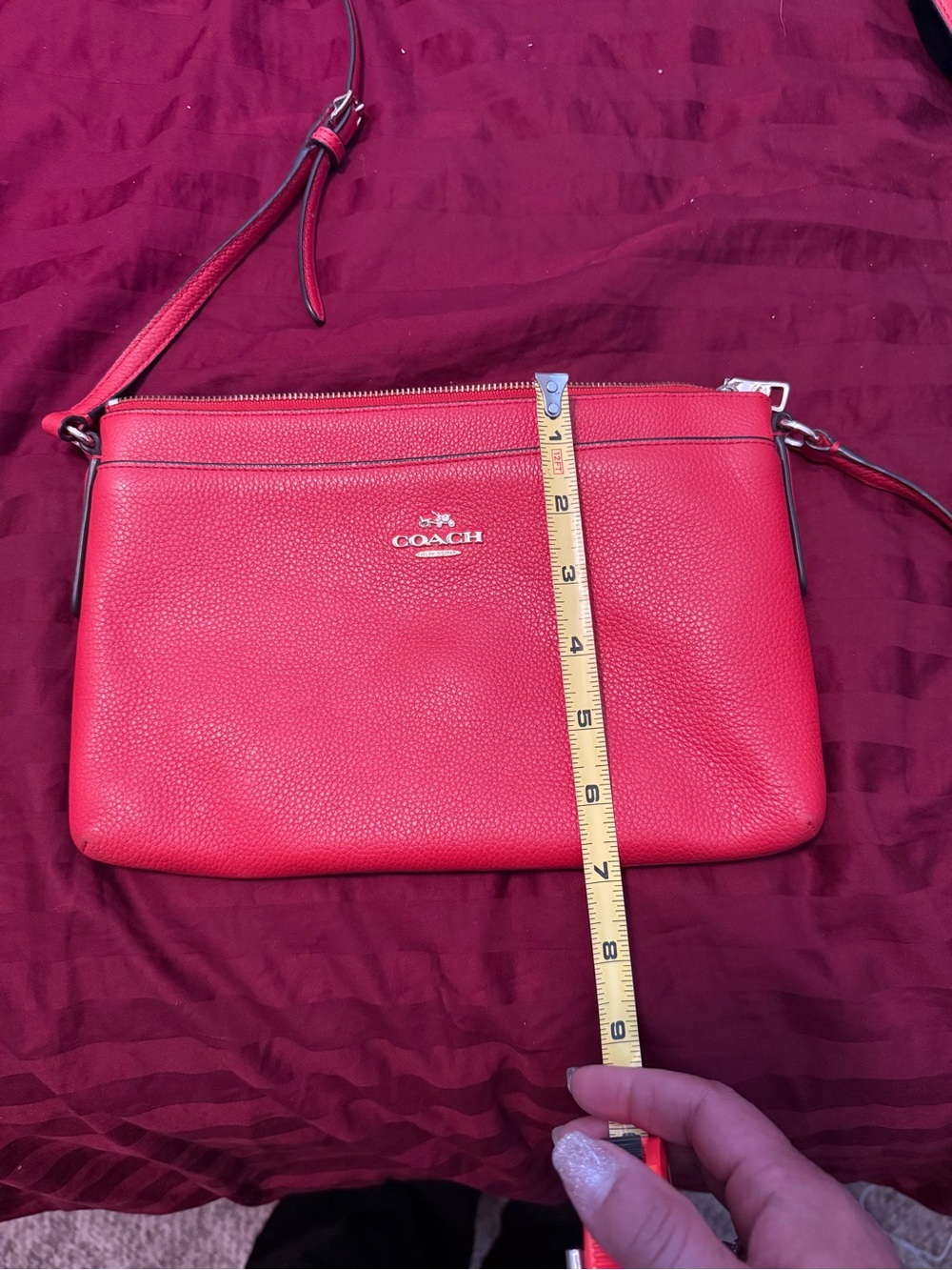 Coach Red Pebbled Leather Crossbody - Picture 8 of 9